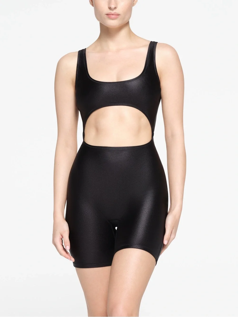 Skims shine Cutout One-Piece cycle suit Swim Romper onyx medium nwt onesie